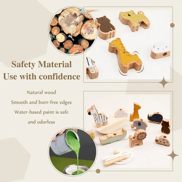 Baby Animal Wooden Stacking Toy Block - PepitoStore -